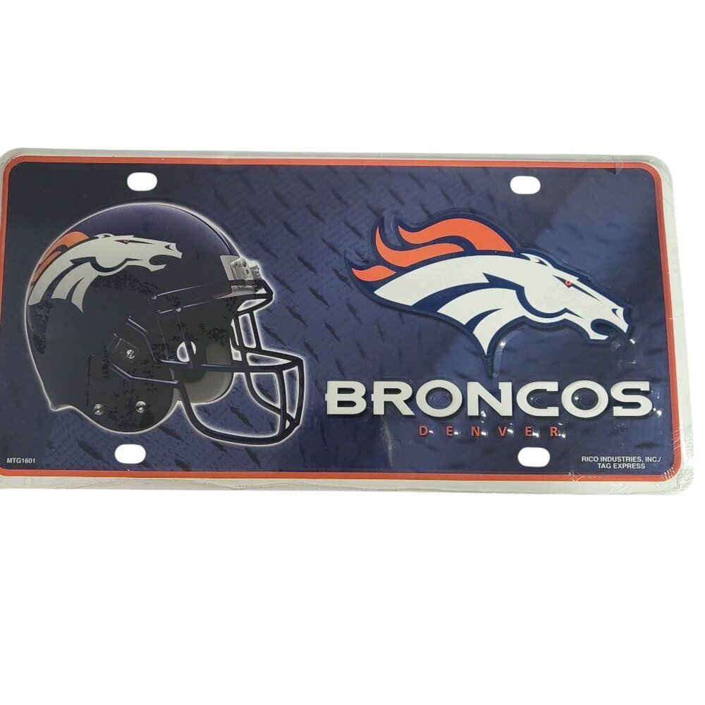 Blue NFL Denver Broncos Embossed Metal License Plate